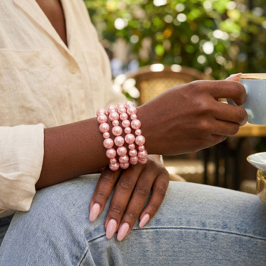 5 Pcs Pink Pearl Bracelets