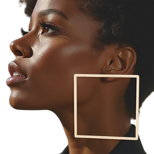 Stud Modern Gold Large Polished Square Earrings