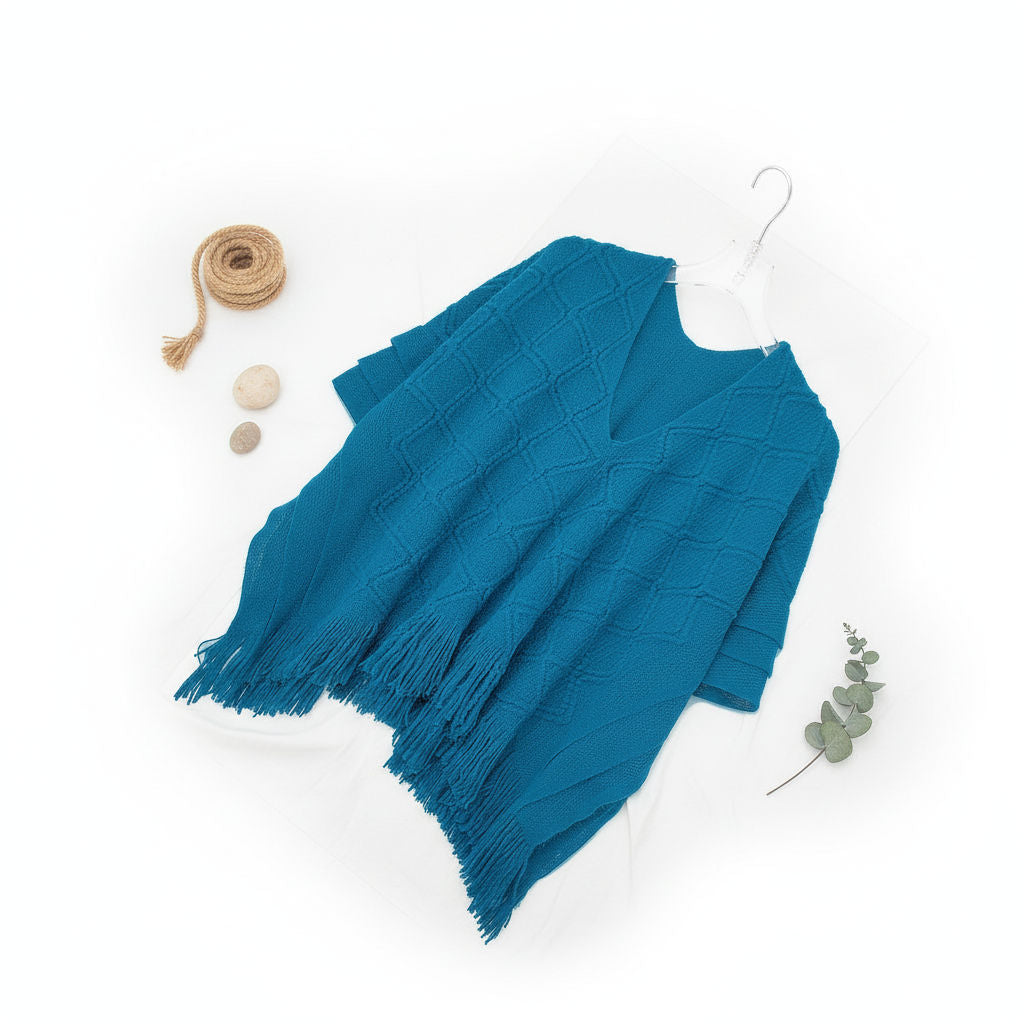 Teal Crochet Poncho