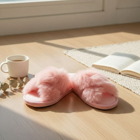 Size Small Pink Fur Slippers