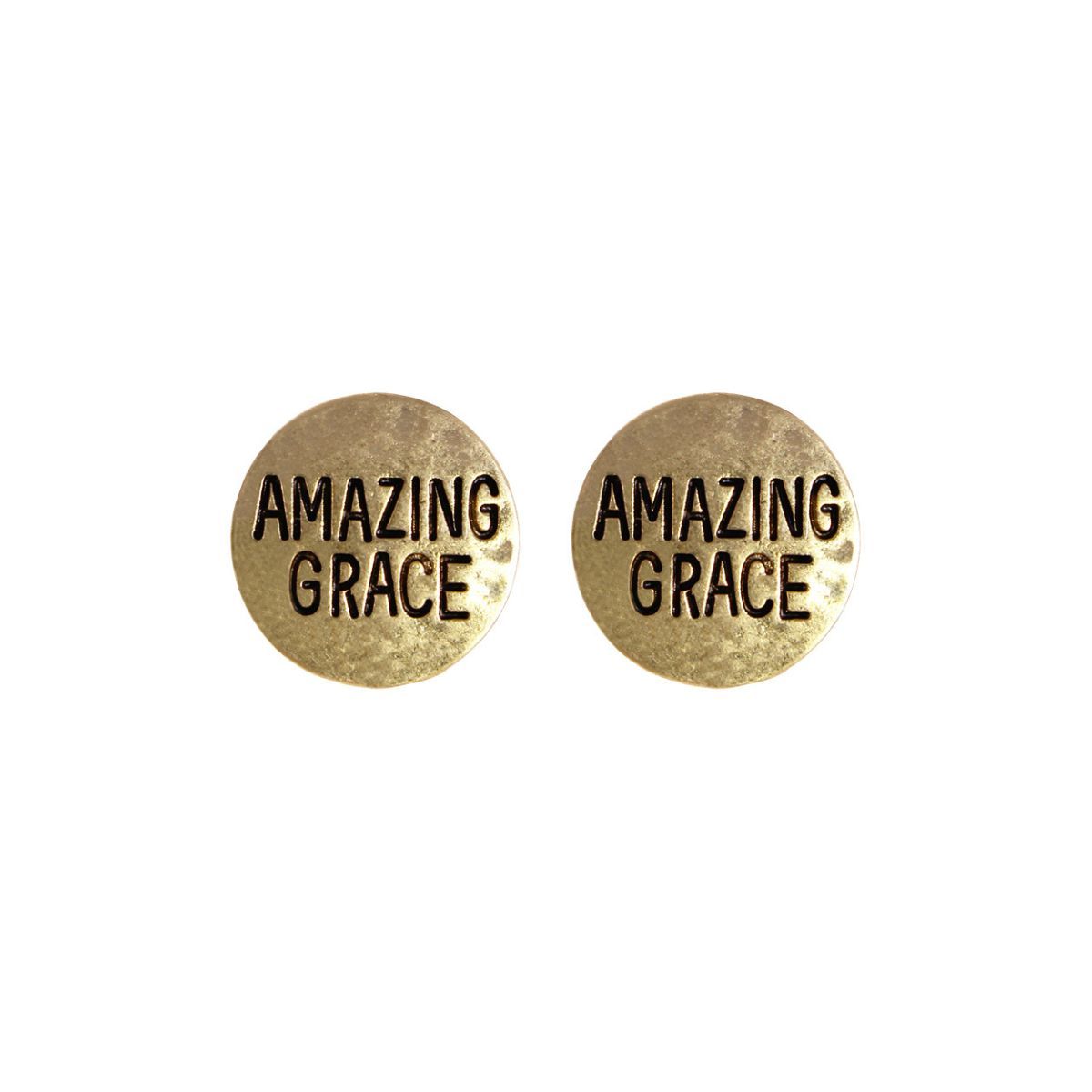 Gold Round AMAZING GRACE Studs