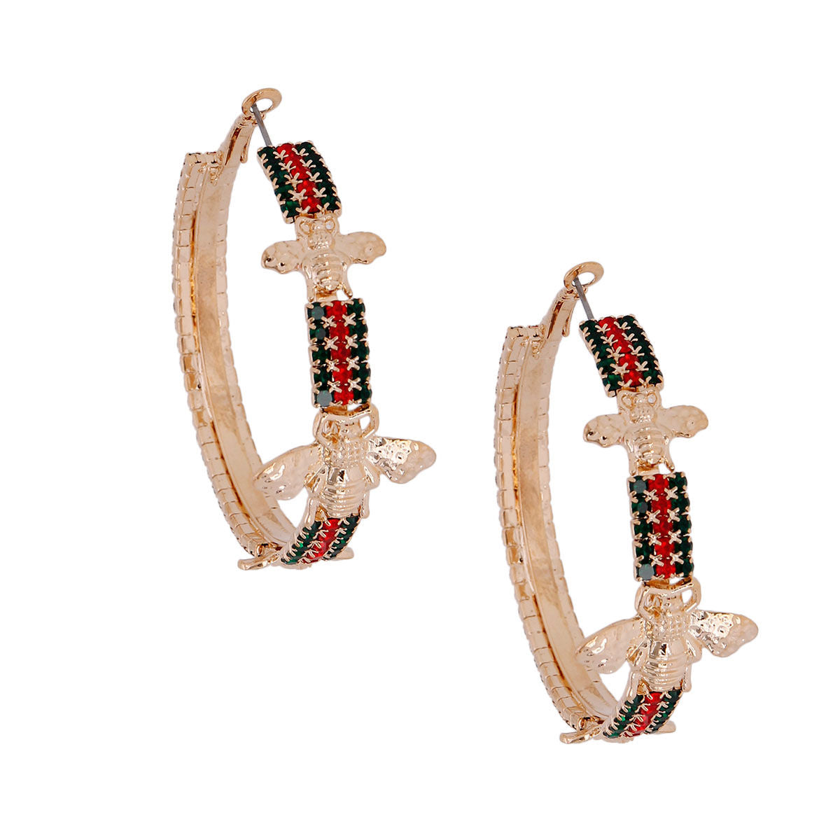 Gold Red and Green Bee Hoops