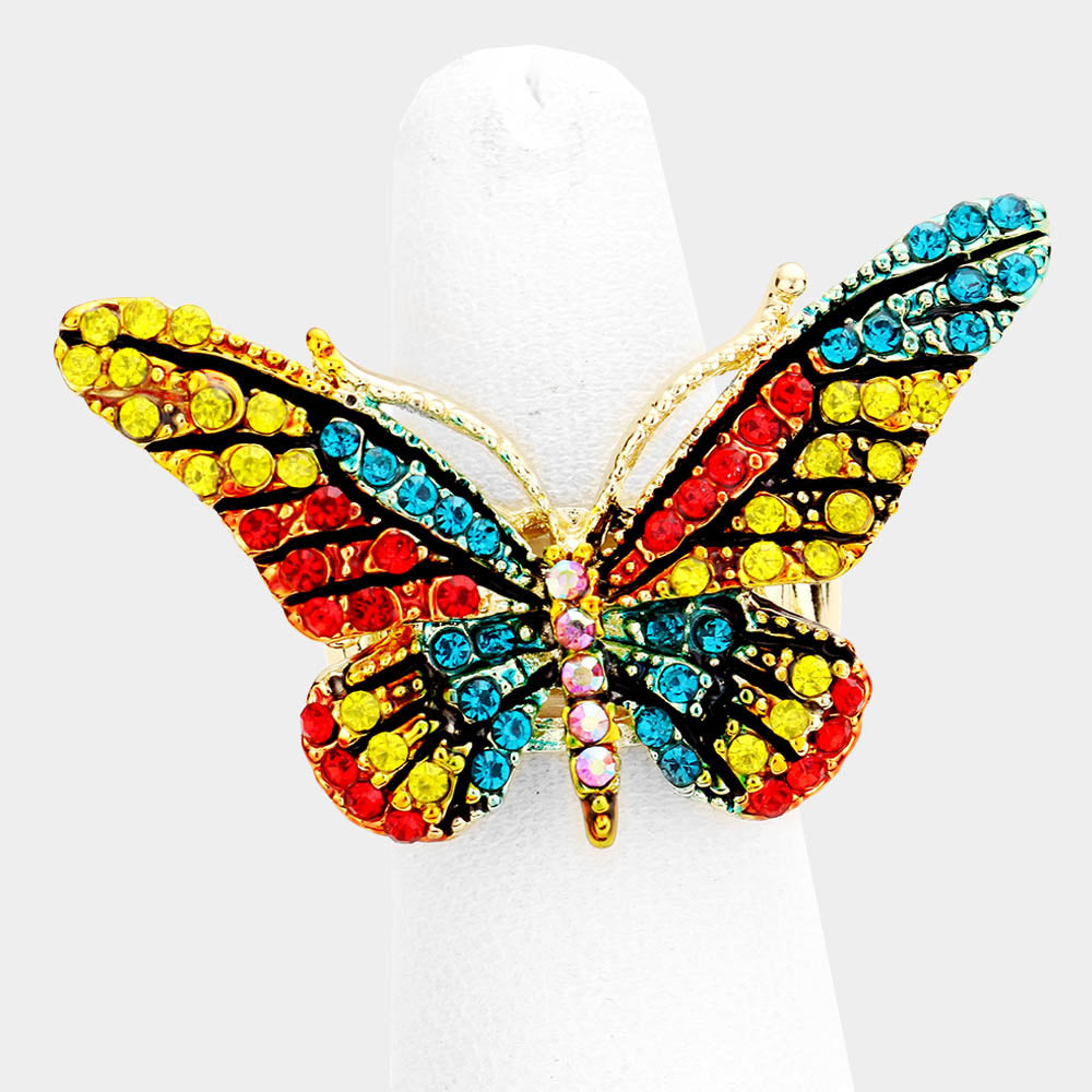 Crystal Pave Butterfly Stretch Ring