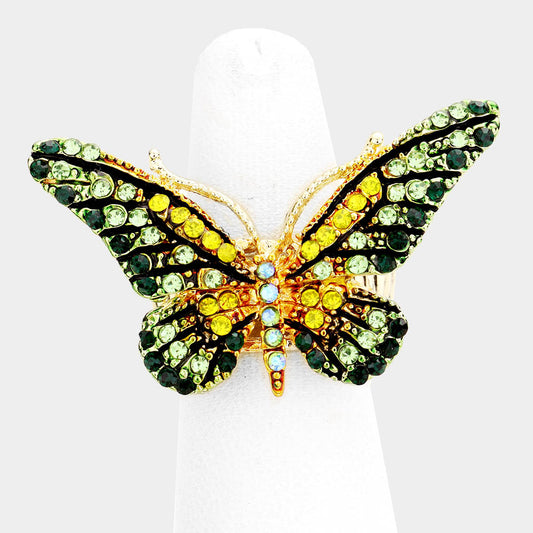 Crystal Pave Butterfly Stretch Ring