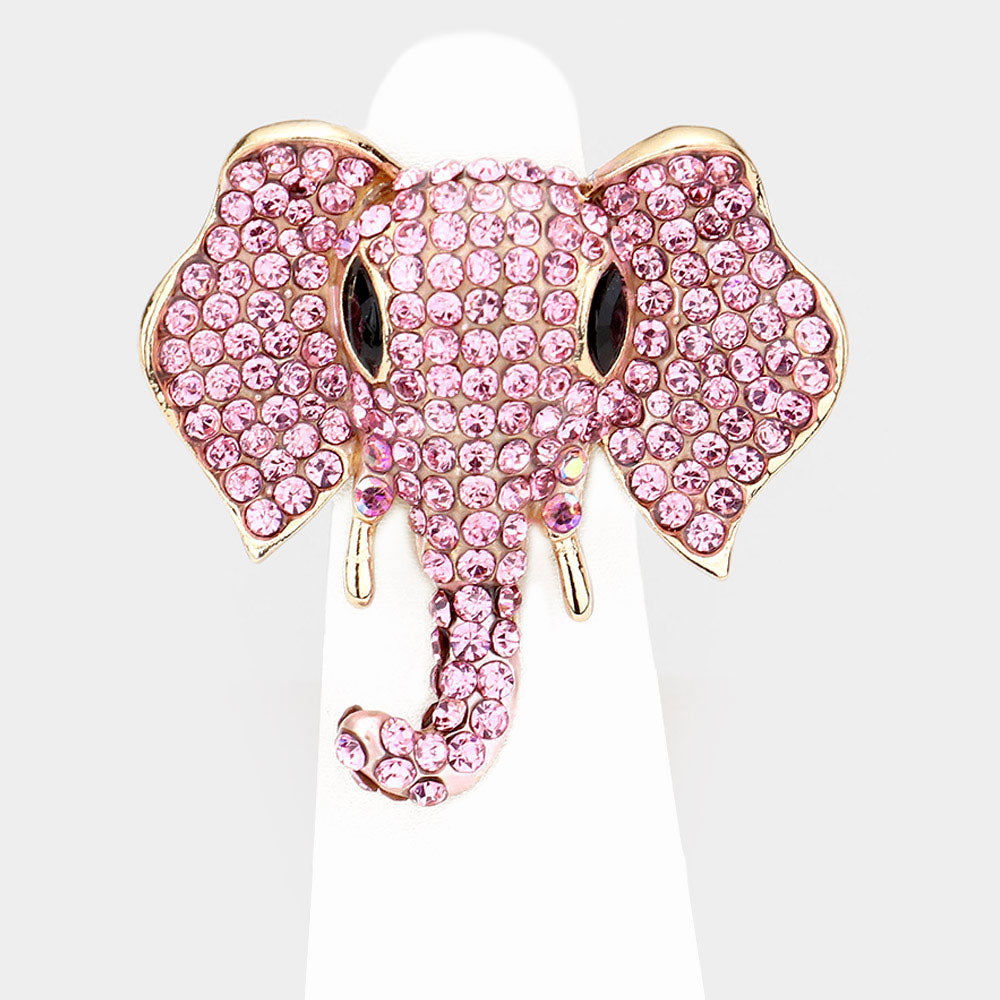 Stone Embellished Elephant Stretch Ring