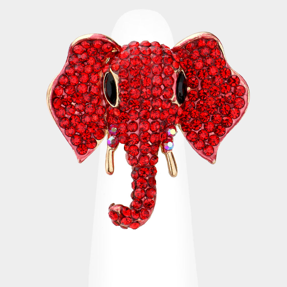 Stone Embellished Elephant Stretch Ring
