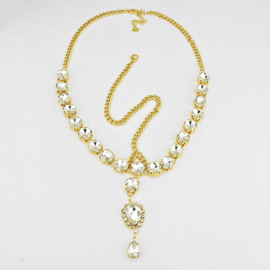 Teardrop Stone Drop Head Chain-Gold – BBJewelry display picture 1