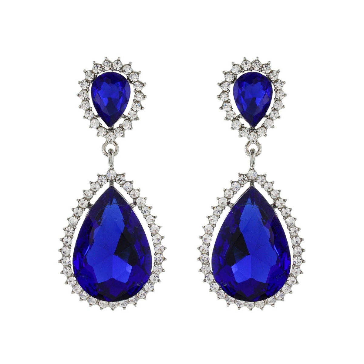 Royal Blue Teardrop Halo Clip Ons