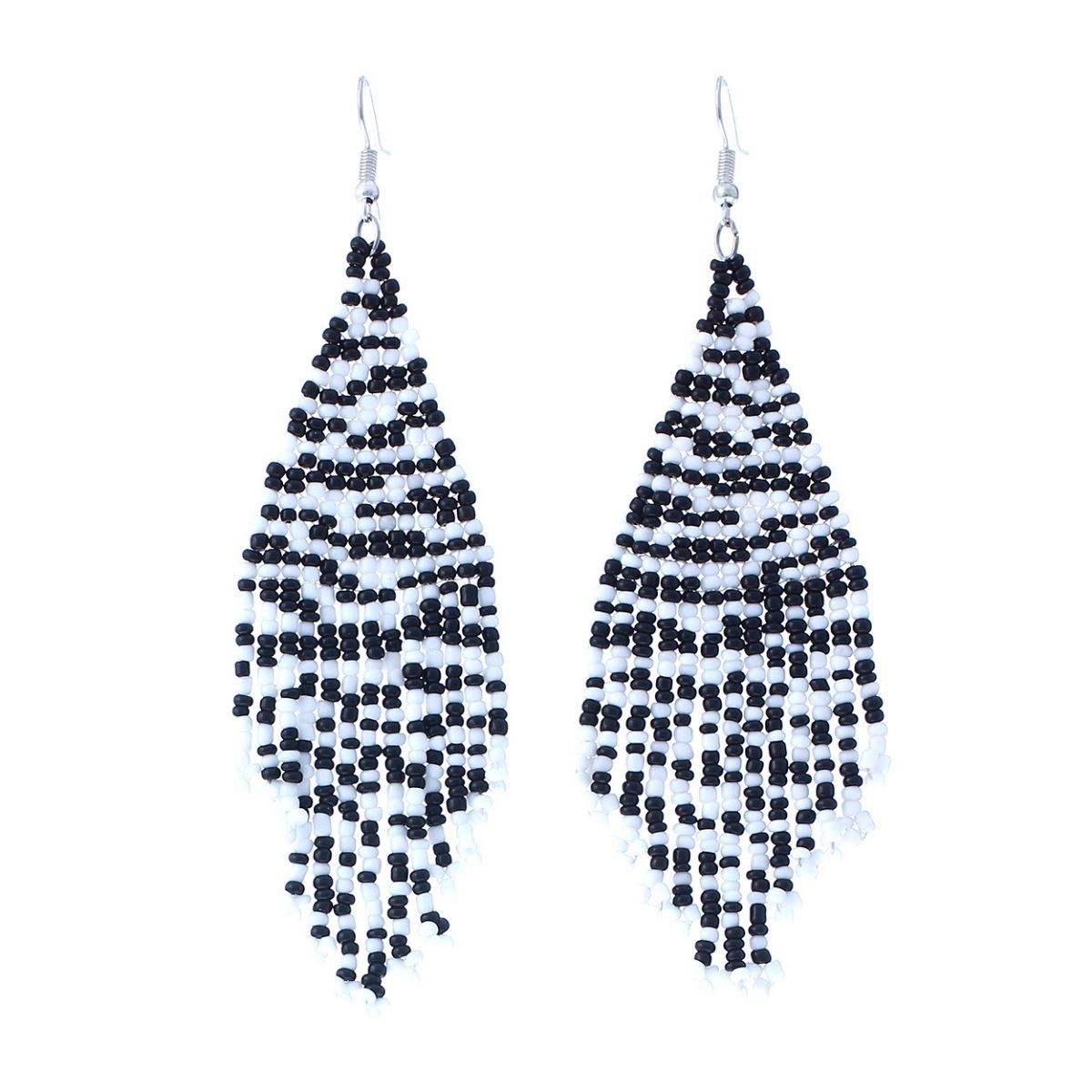 Black and White Bead Kite Earrings