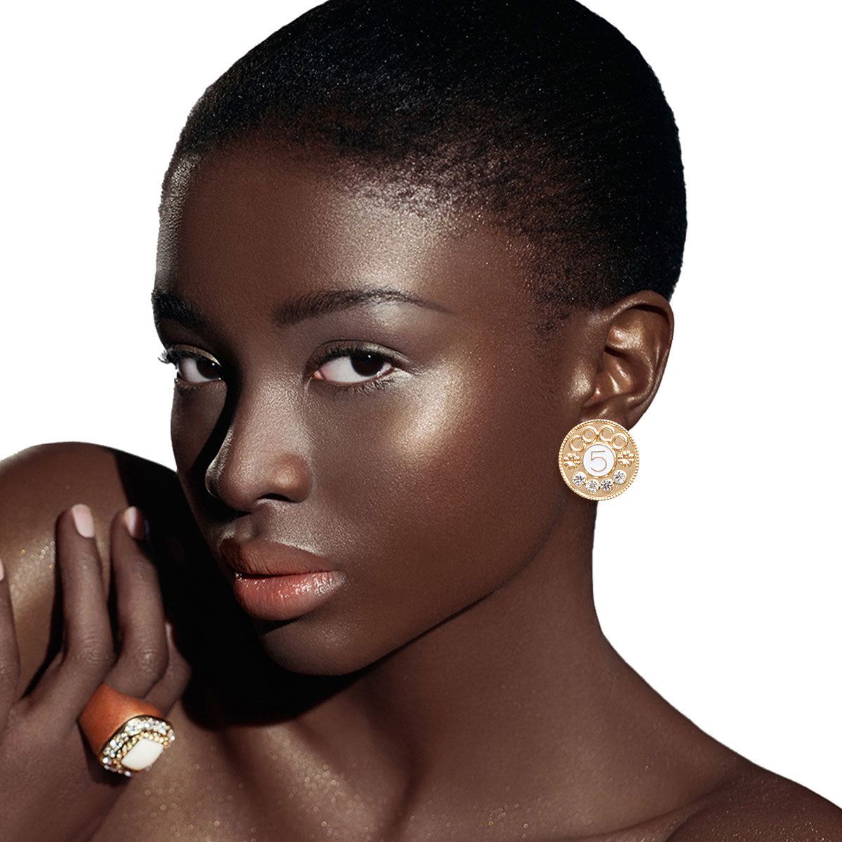 Gold White 3pcs Coco Designer Studs