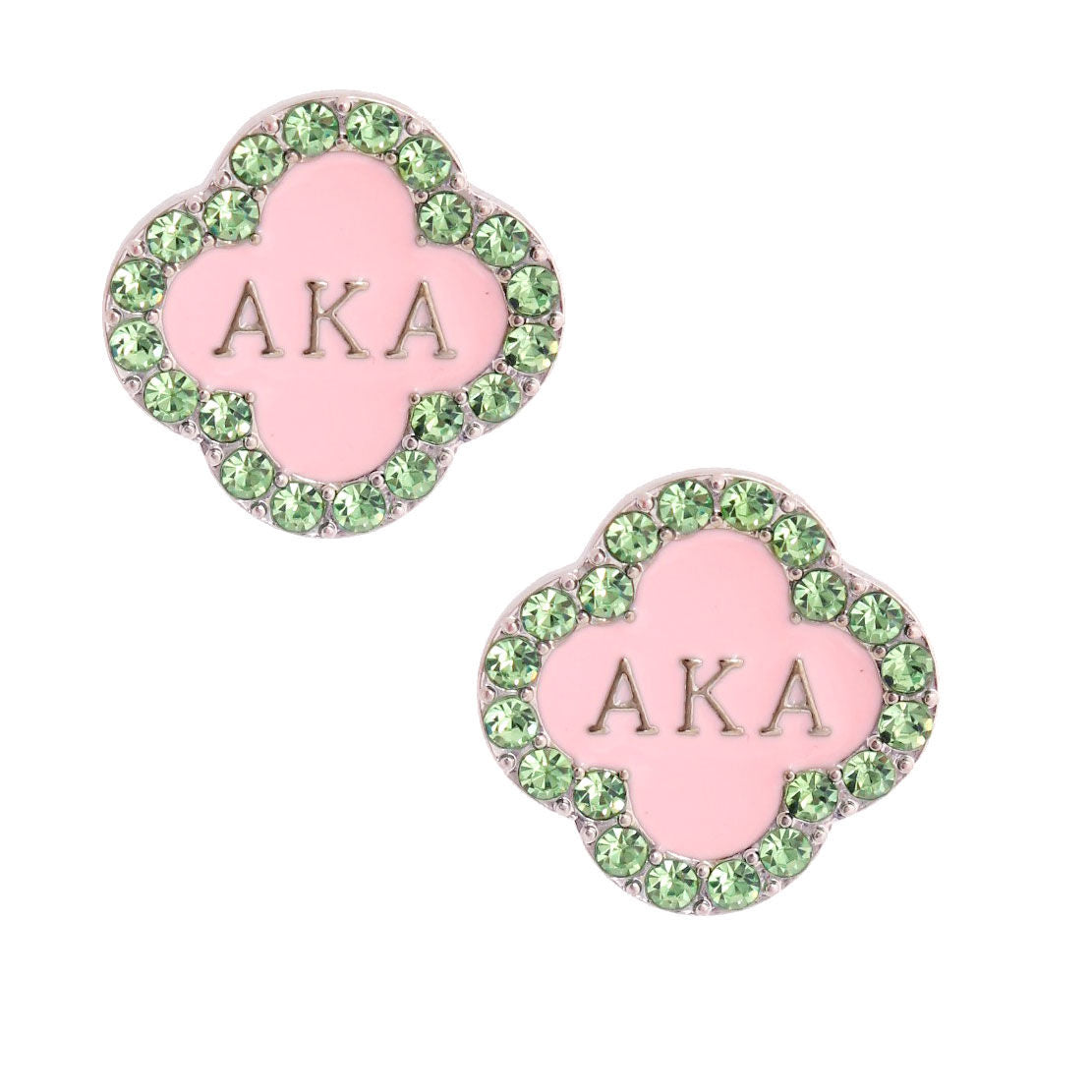 Pink Green Sorority Studs