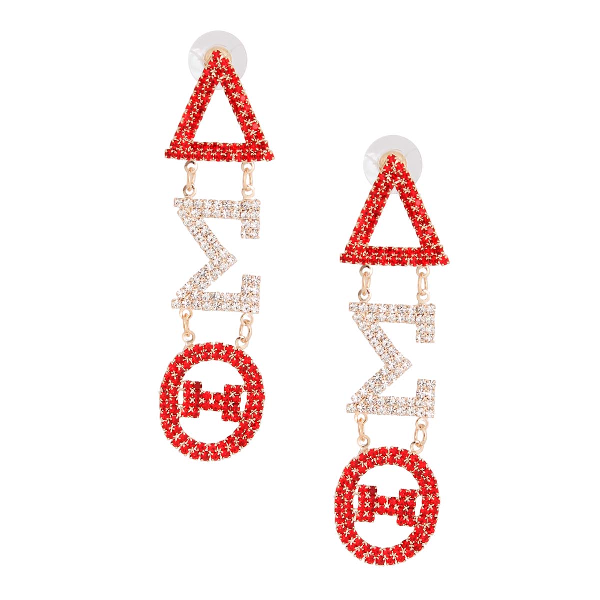 Red Sorority Dangle Earrings