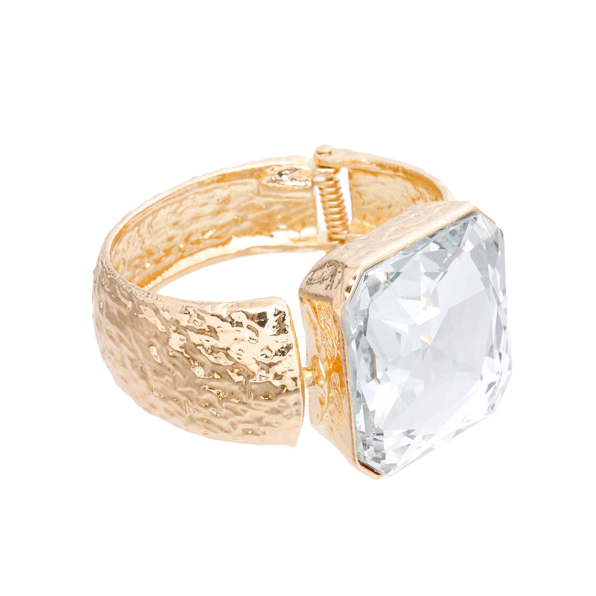 Gold Cushion Cut Crystal Cuff