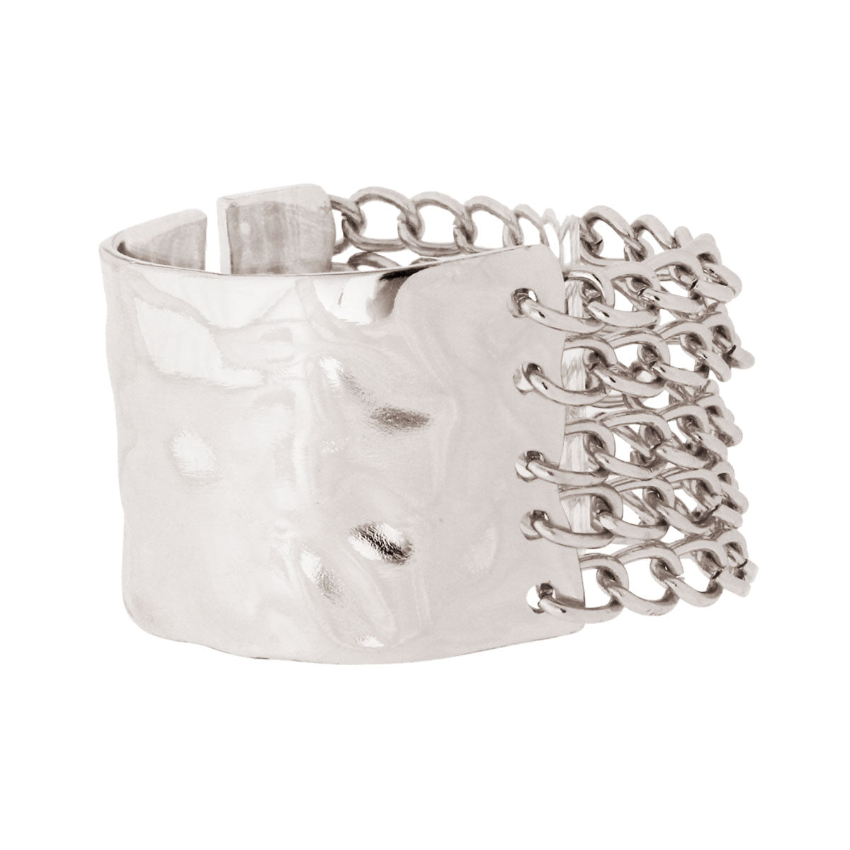 Chunky Silver Metal Plate Bracelet