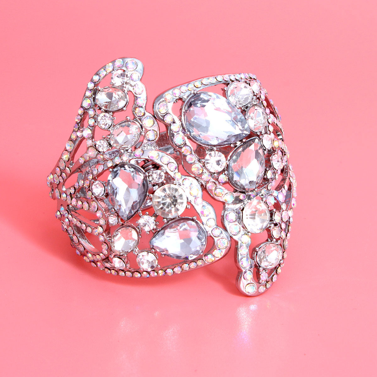 Silver Butterfly Wings Hinge Cuff