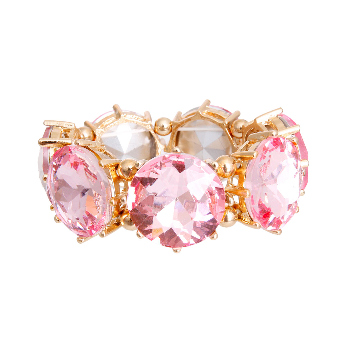 Gold Pink Round Crystal Bracelet
