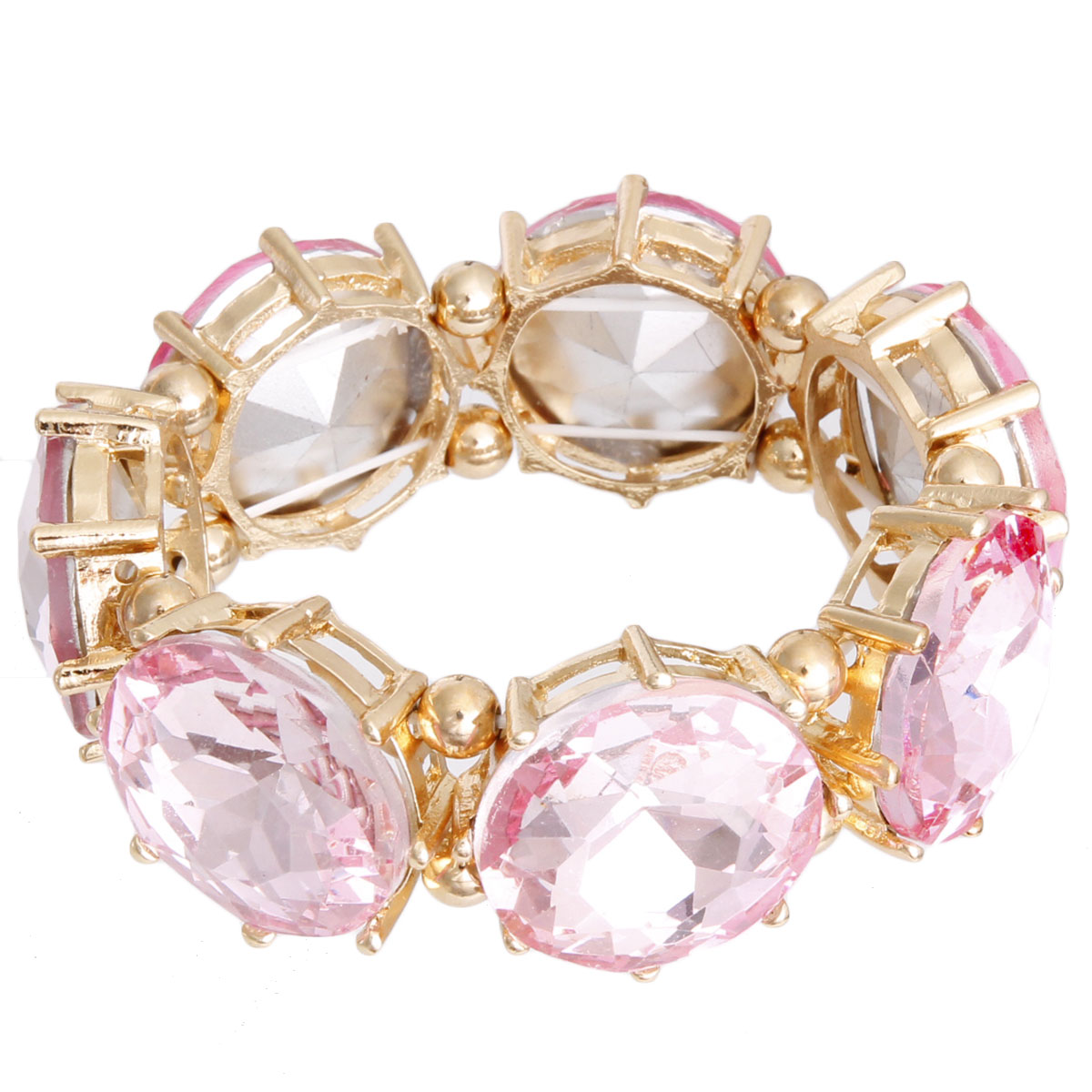 Gold Pink Round Crystal Bracelet