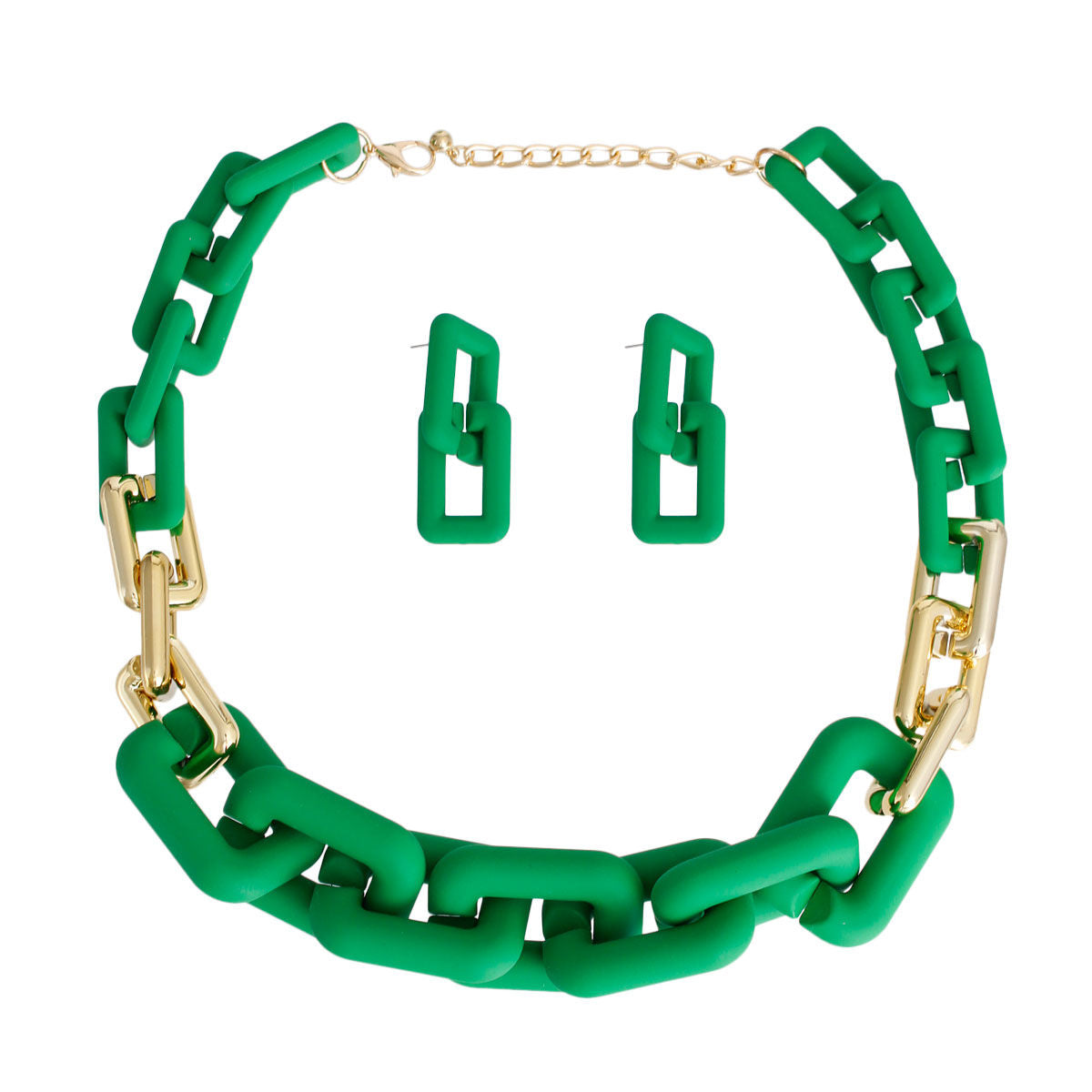 Green Rubber Rectangle Chain