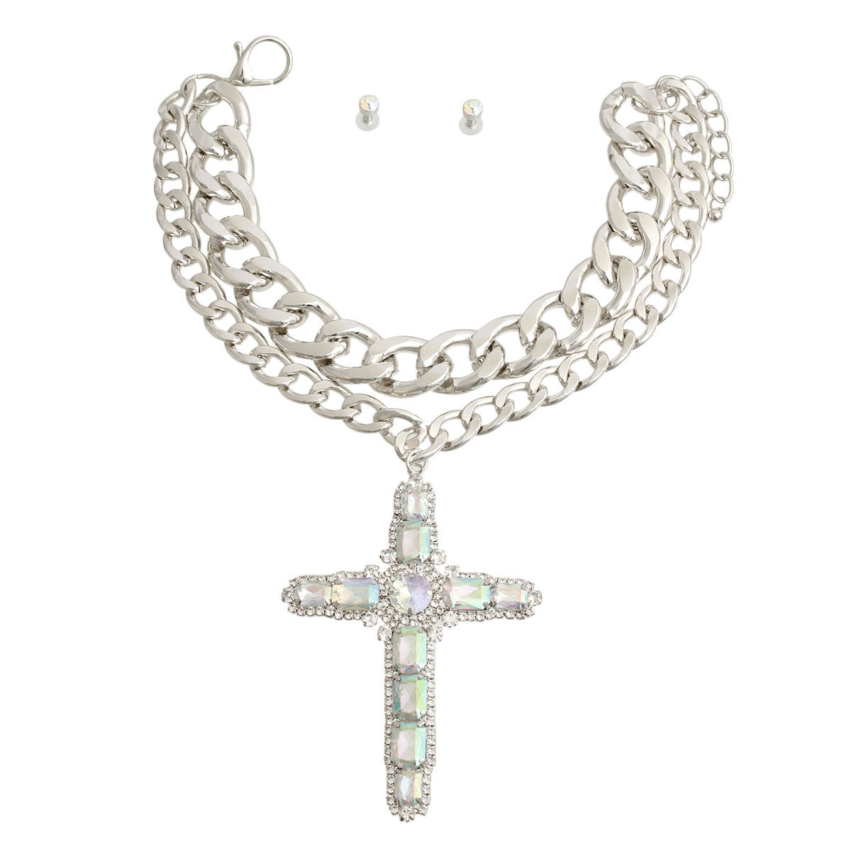Chunky Silver AURBO Jumbo Cross Set