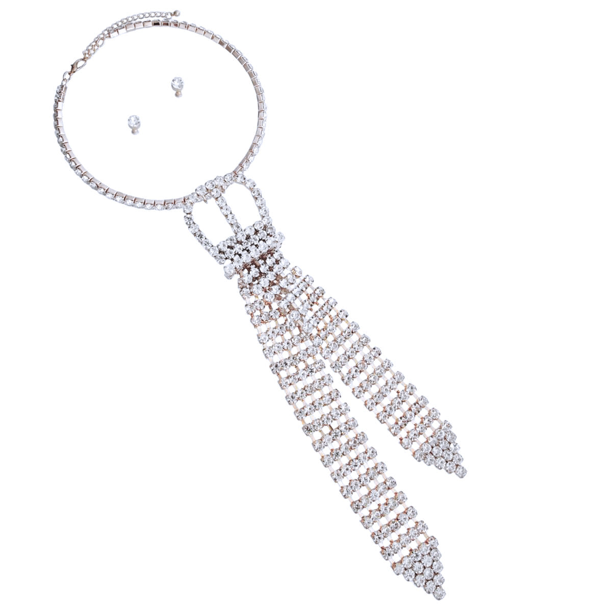 Silver Rhinestone Belt Tie Choker