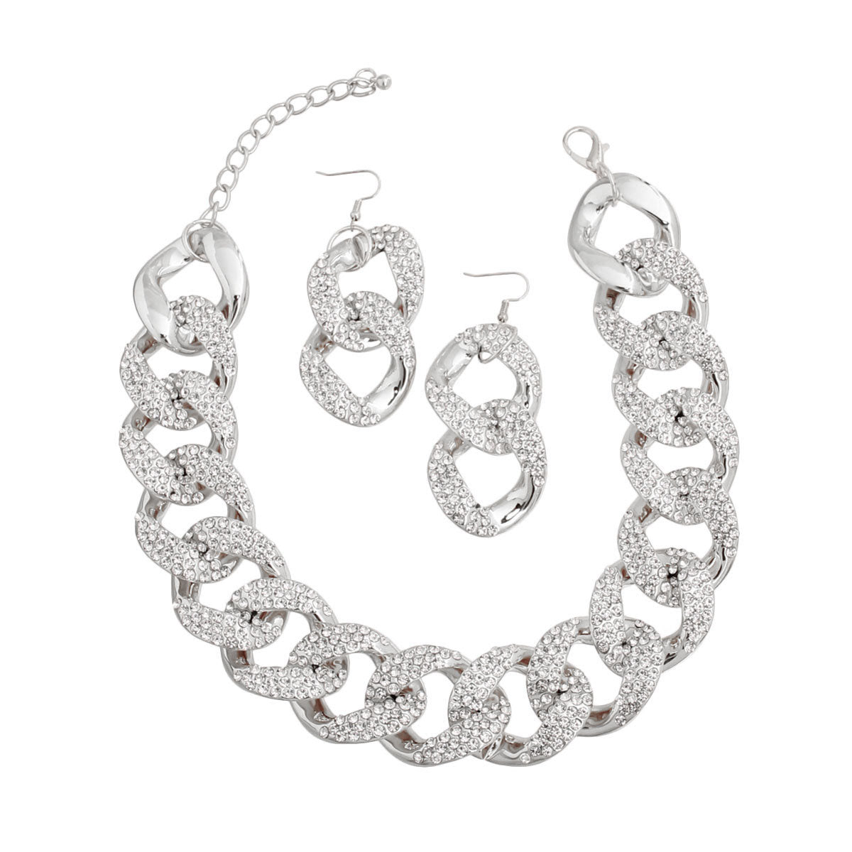Silver Lightweight Chunky Rhinestone Chain