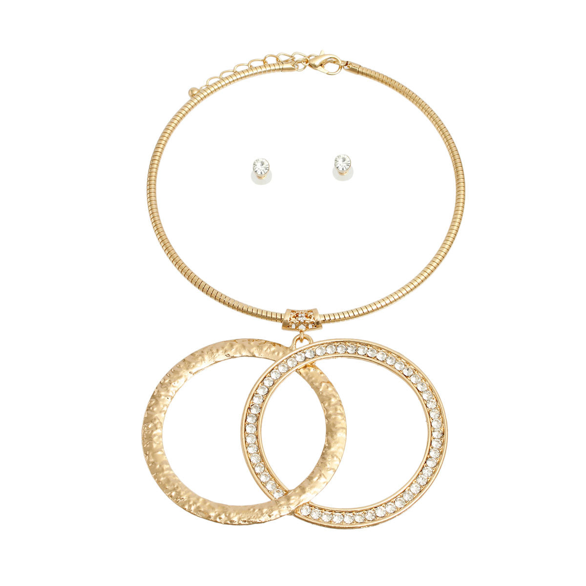 Gold Rigid Infinity Link Pendant Set