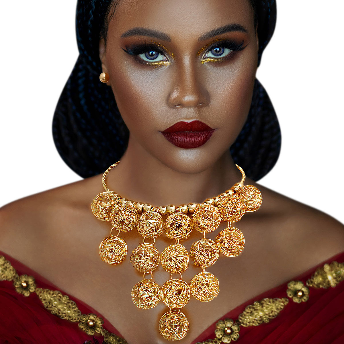 Gold Wire Ball Necklace