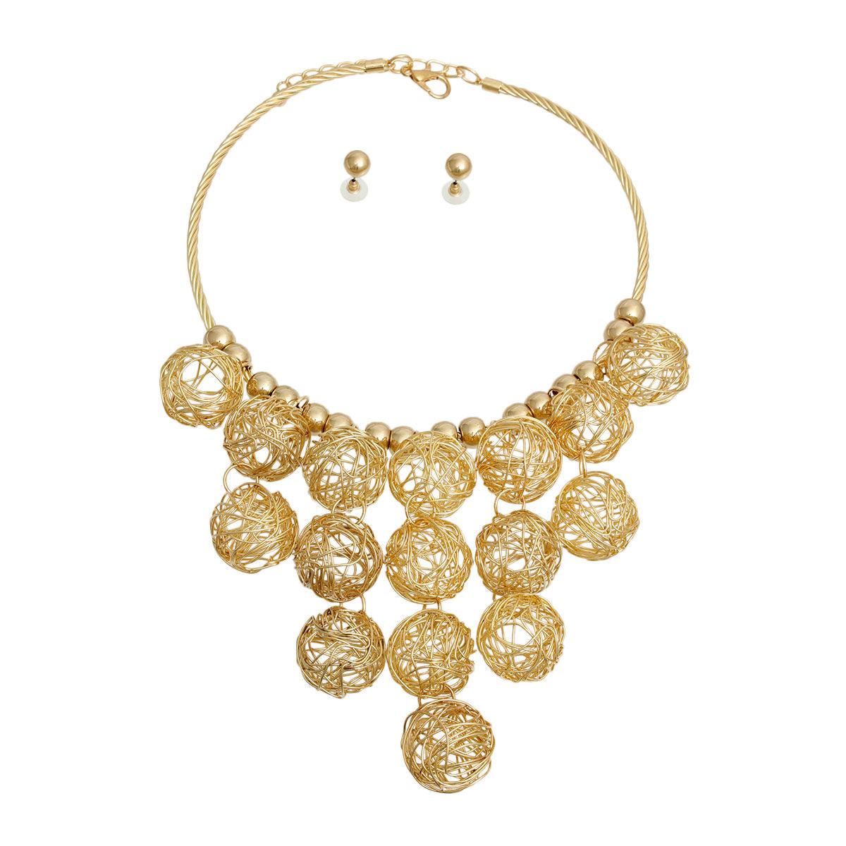 Gold Wire Ball Necklace