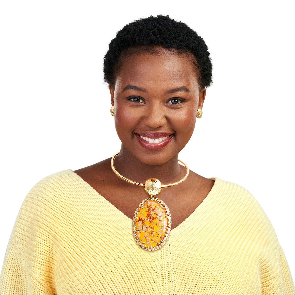 Oval Yellow Confetti Gold Collar