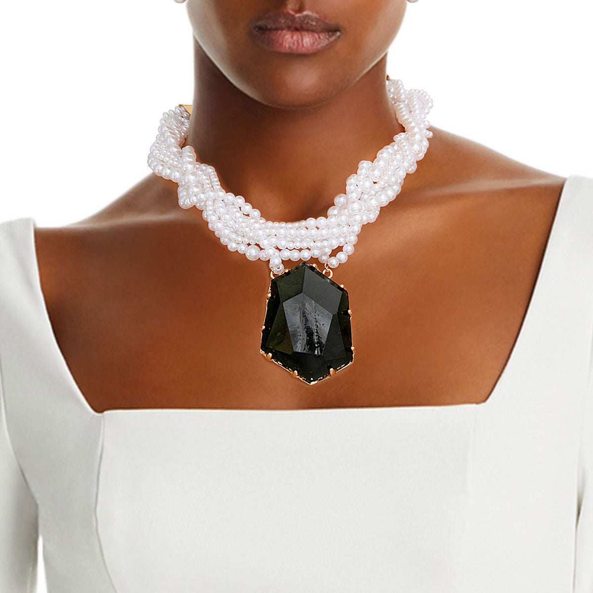 Green Crystal Twisted Pearl Set