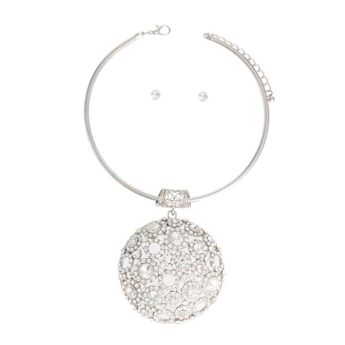 Silver Domed Pendant Set