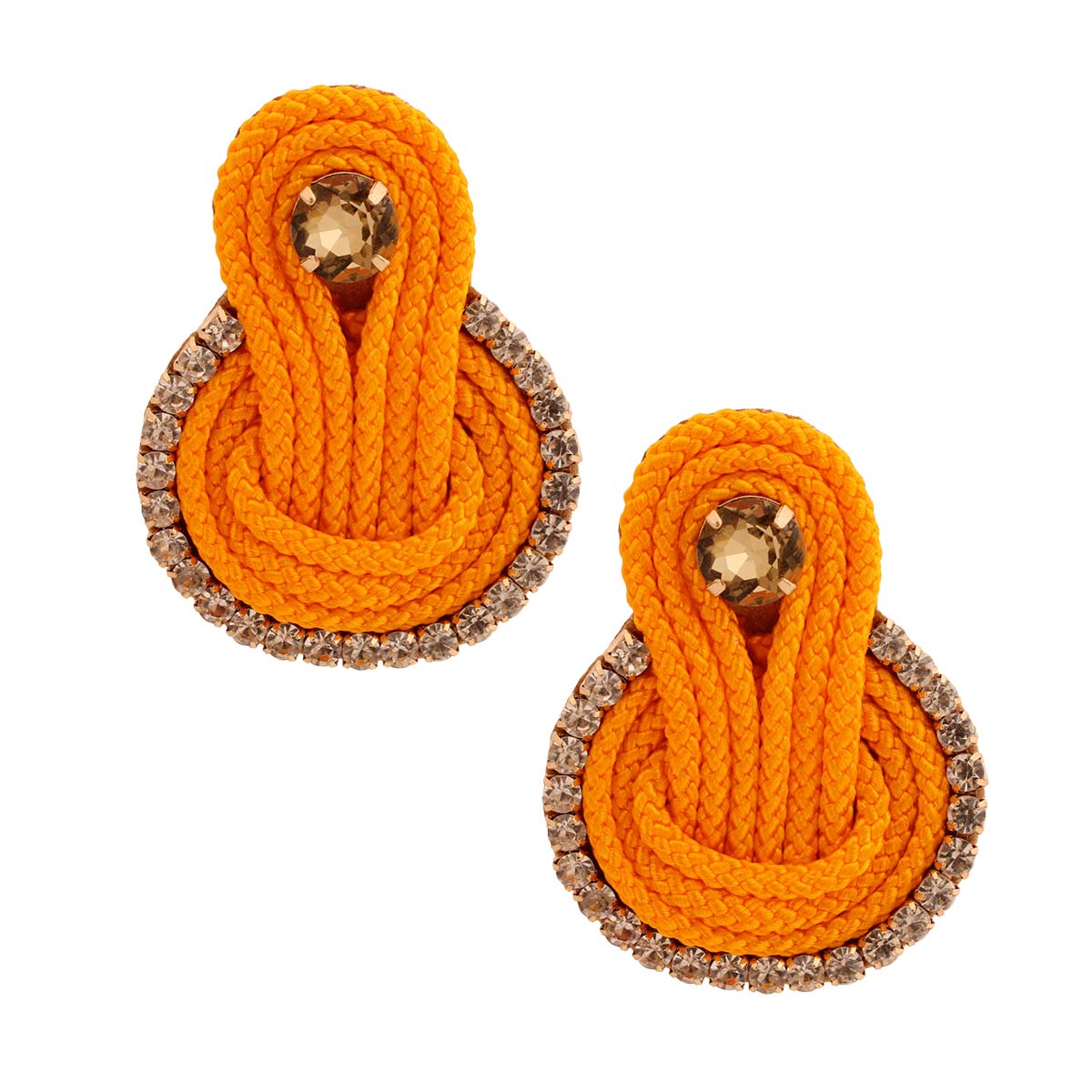 Mustard Knotted Rope Rhinestone Studs