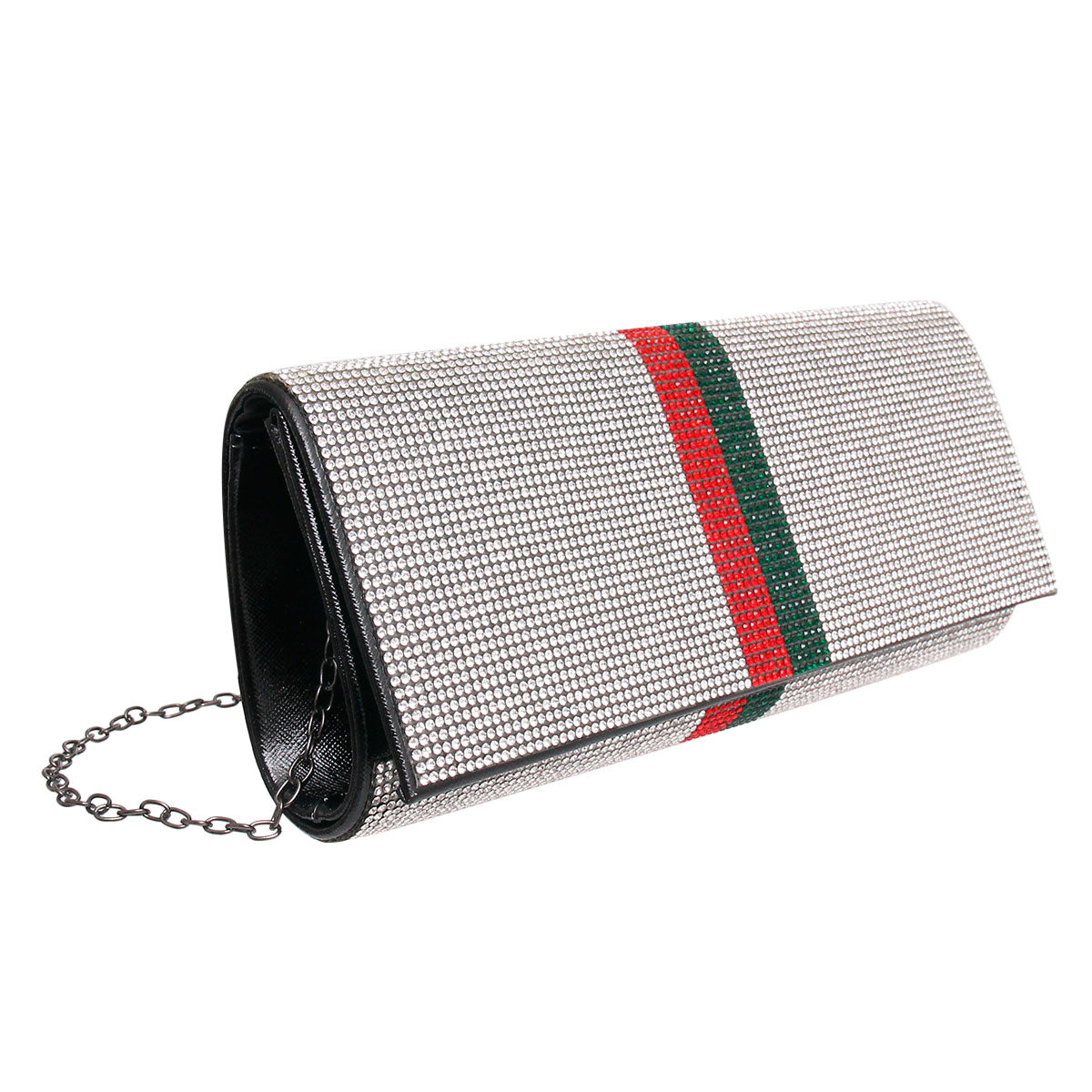 Designer Style Rounded Rhinestone Clutch