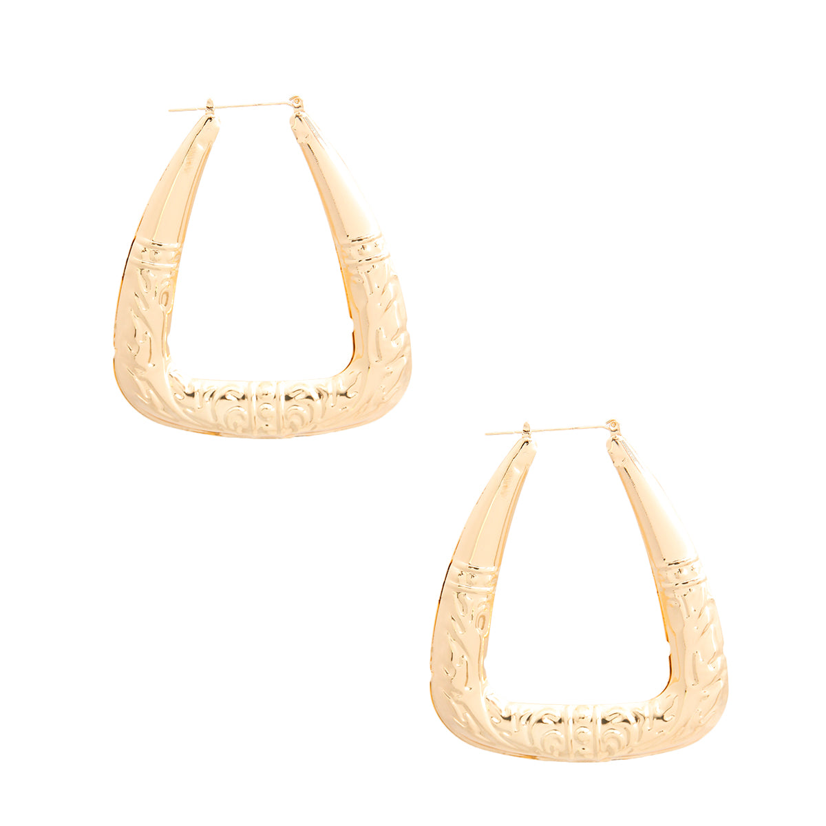 Gold Triangular Bamboo Hoops