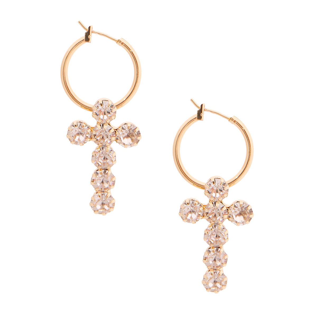 Gold Cross Baby Hoops