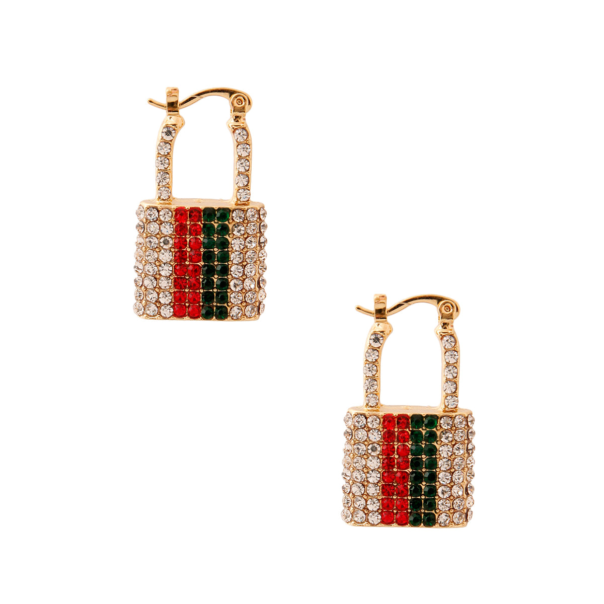 Designer Rhinestone Lock Hoops