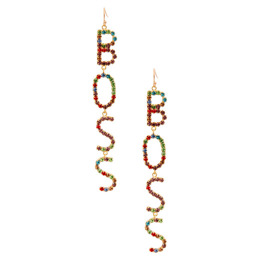 Multi Color BOSS Linear Drop Earrings