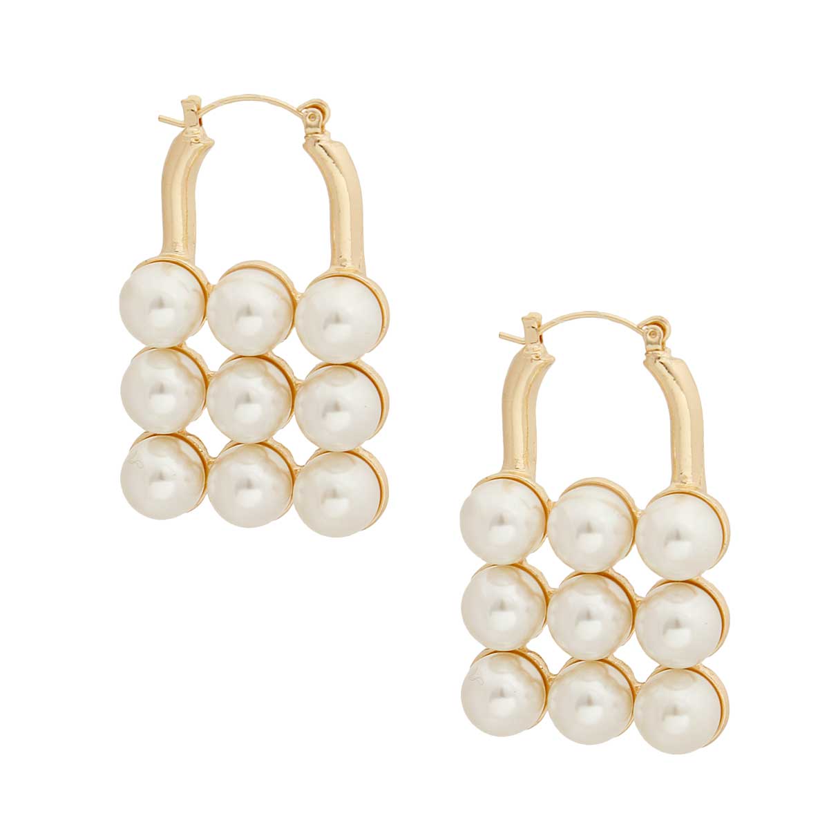 Cream Pearl Studded Lock Hoops