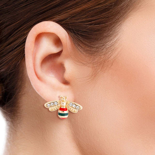 Striped Bee Gold Studs