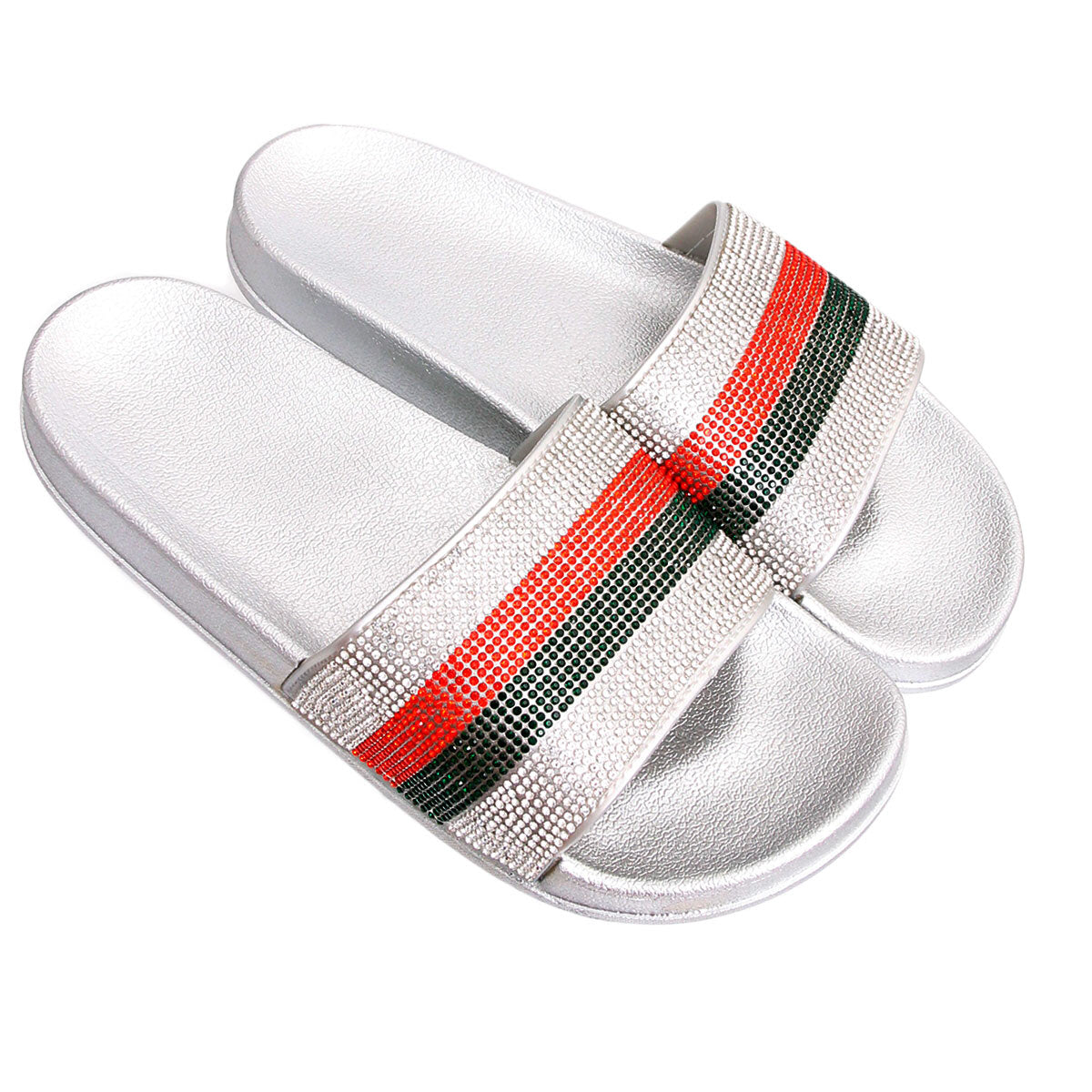 Size 7 Designer Silver Slides