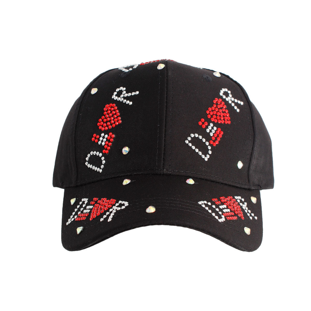 Black Designer Heart Stone Hat