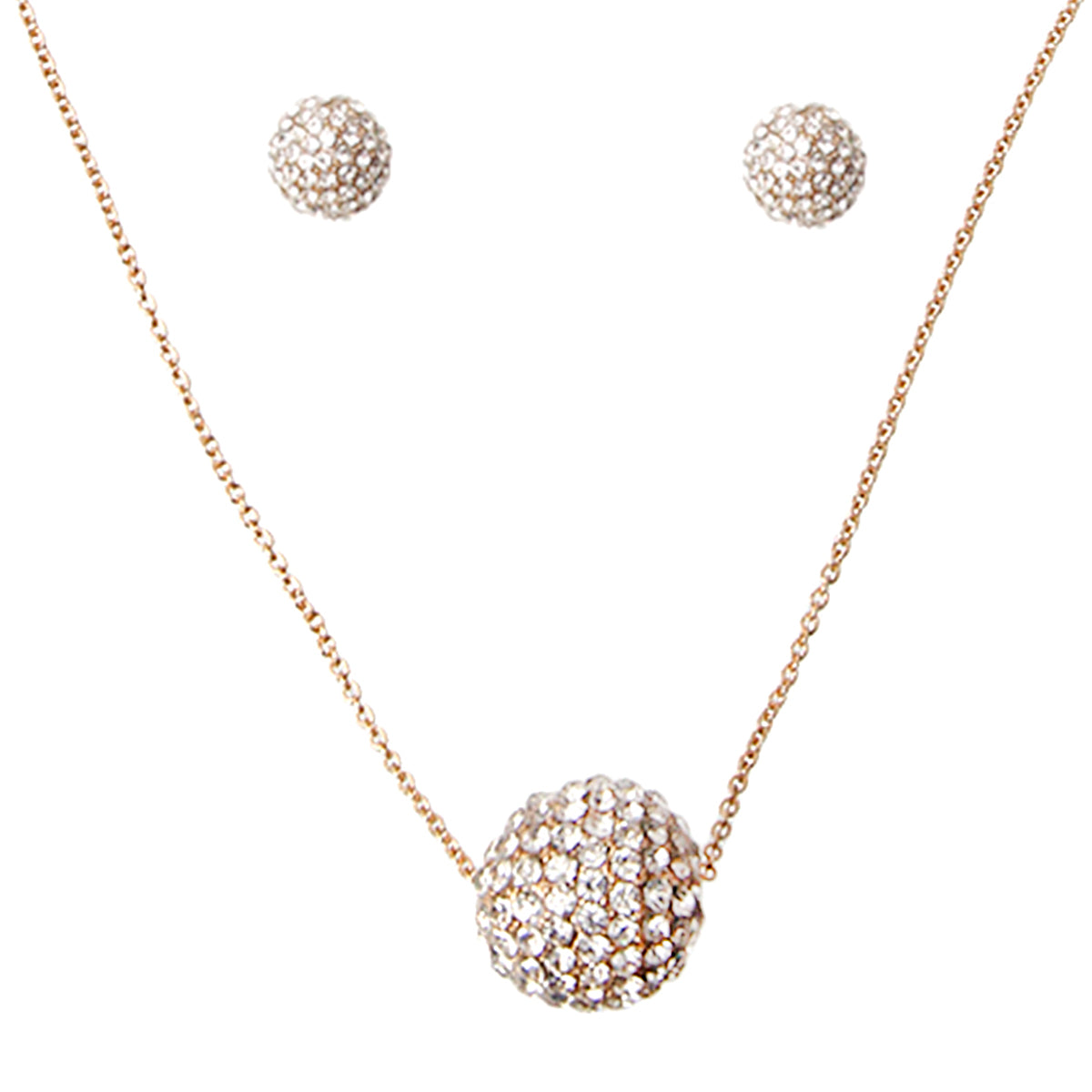 Gold Rhinestone Ball Necklace Set