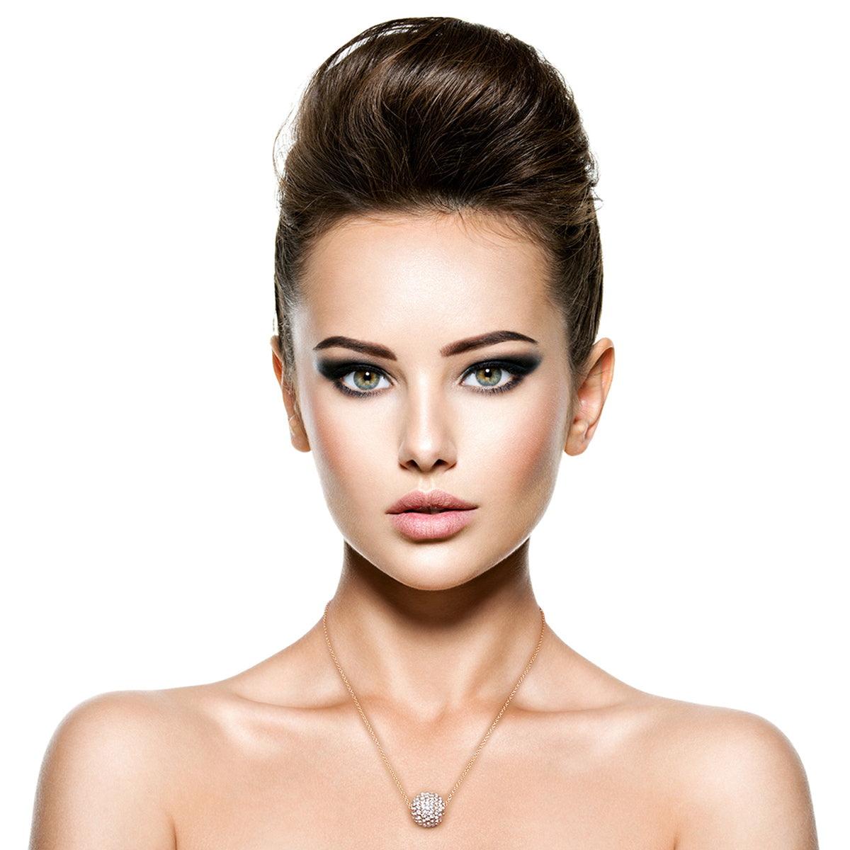 Gold Rhinestone Ball Necklace Set