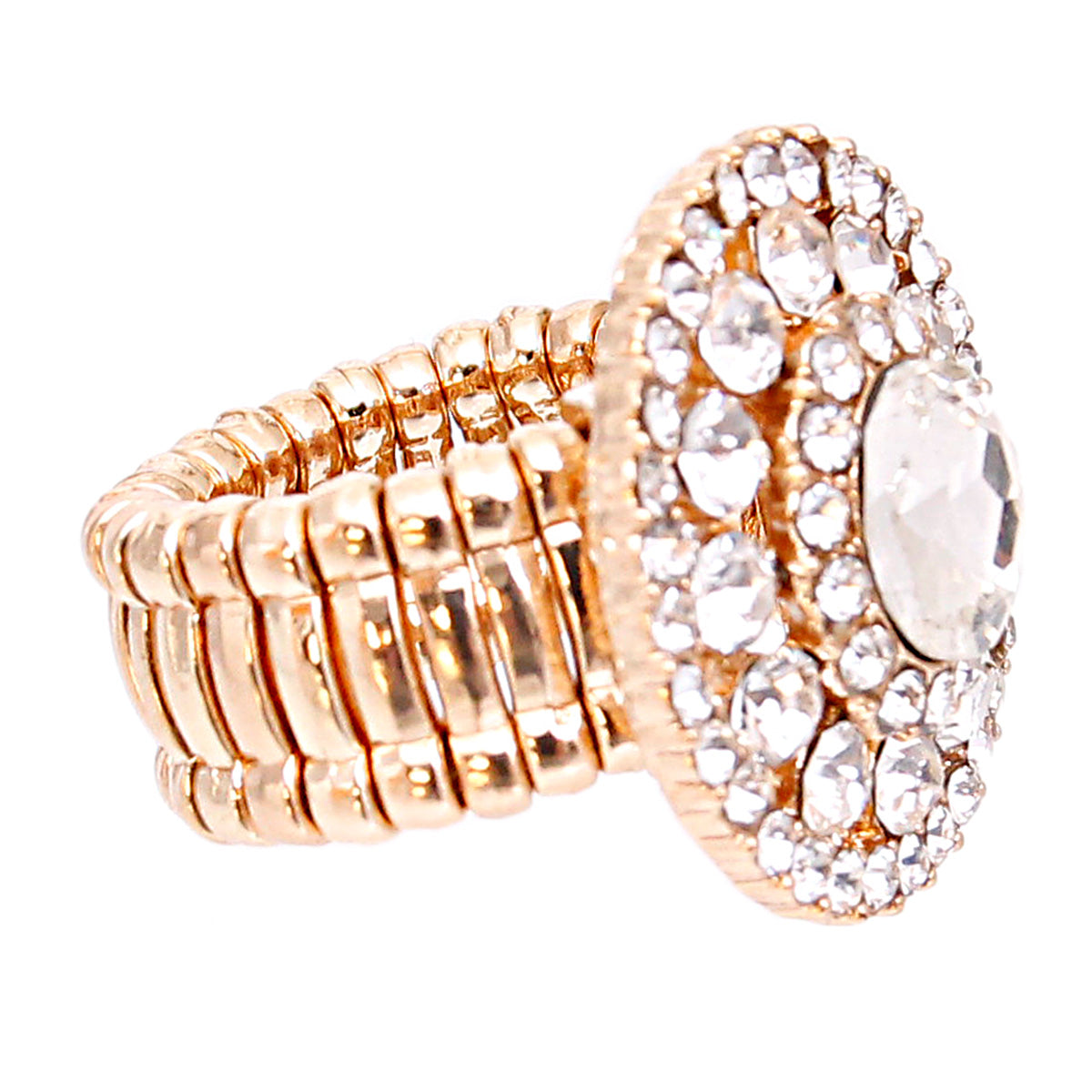 Gold Round Rhinestone Ring