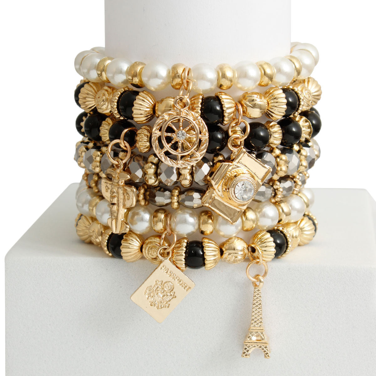 Black 7 Strand Travel Bracelets