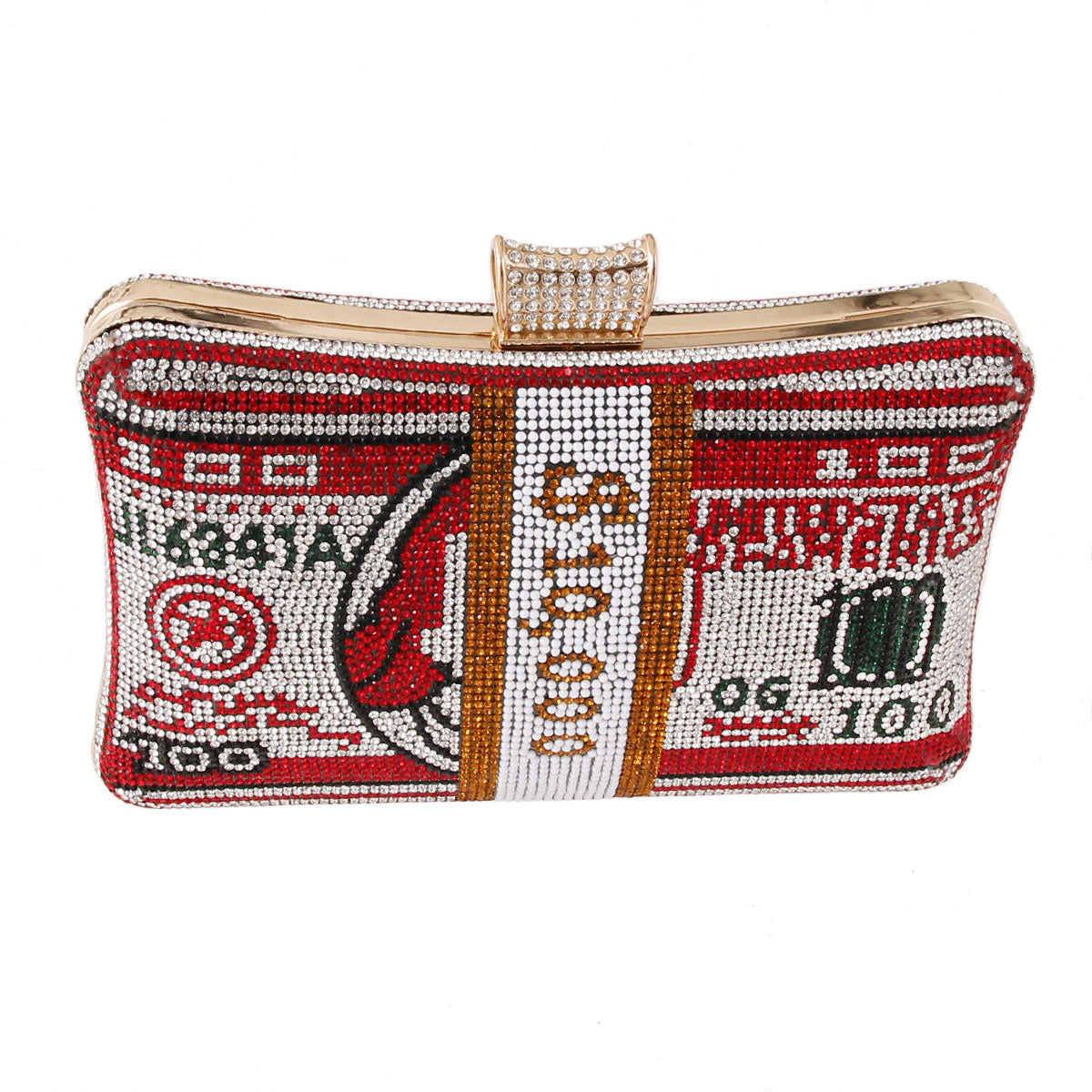 Red Bling Banded Cash Luxury Clutch