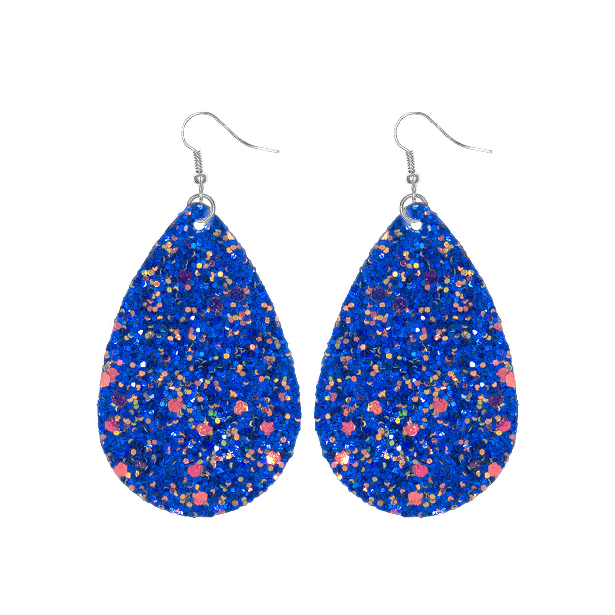 Blue Glitter Teardrop Earrings