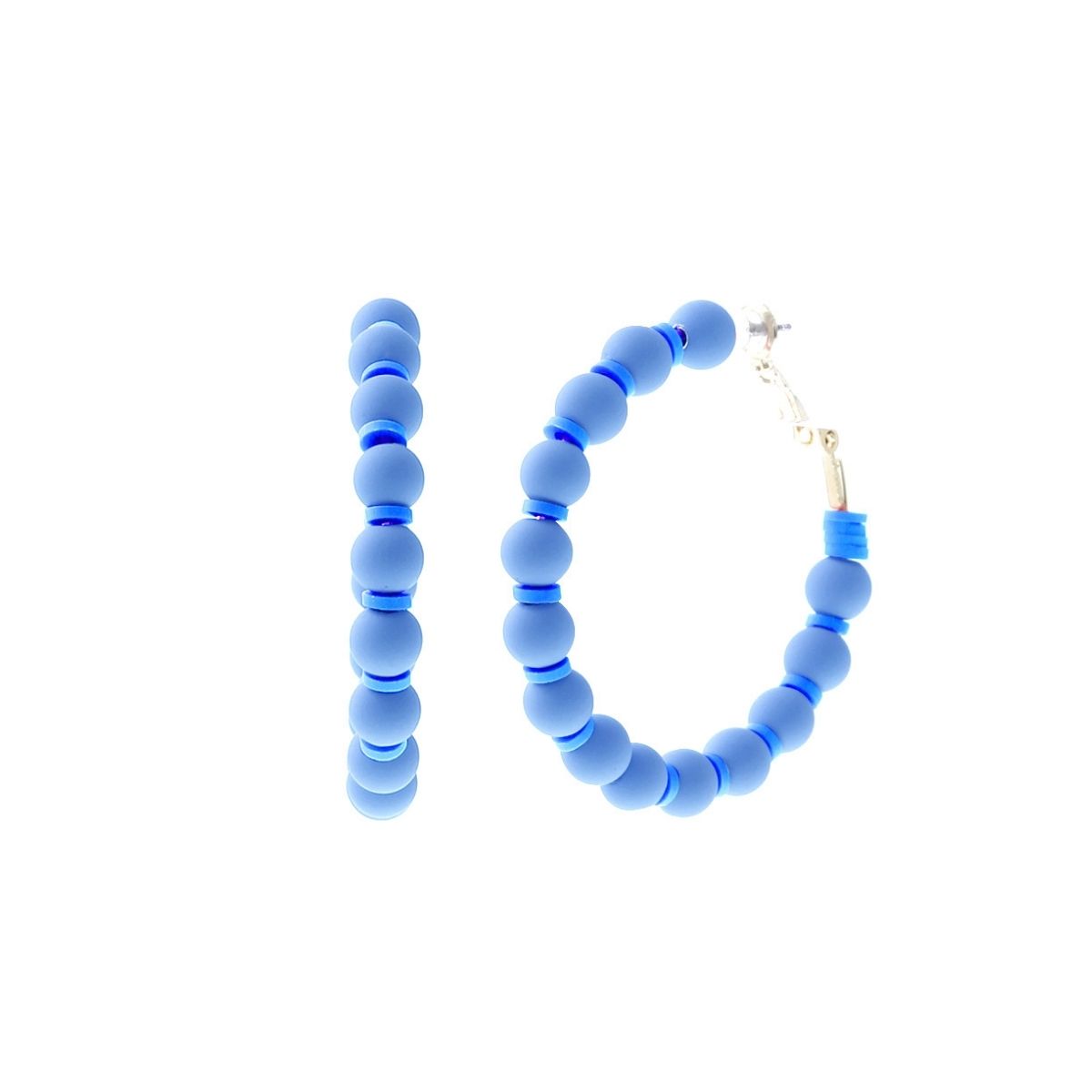Blue Rubber Bead Hoops