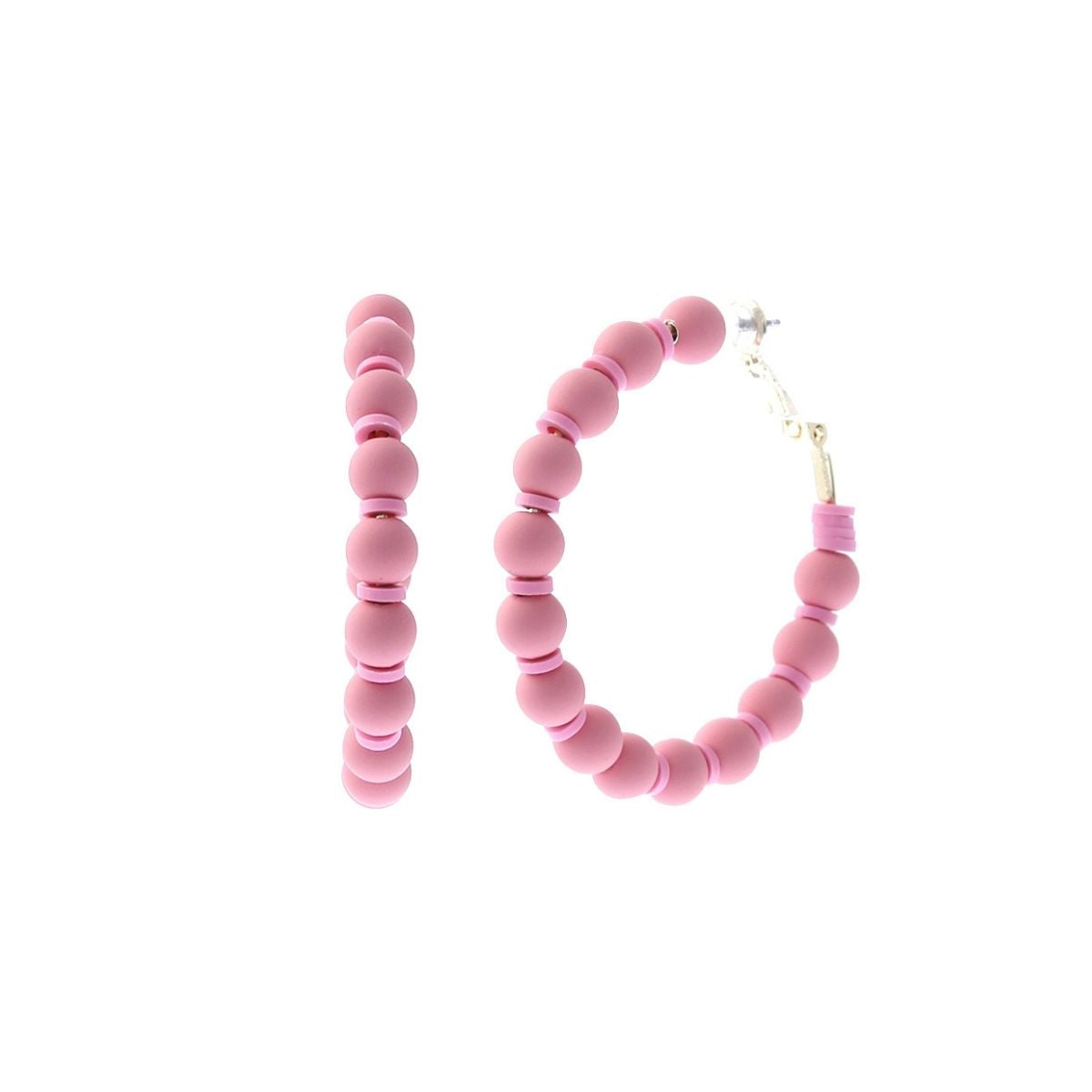 Pink Rubber Bead Hoops