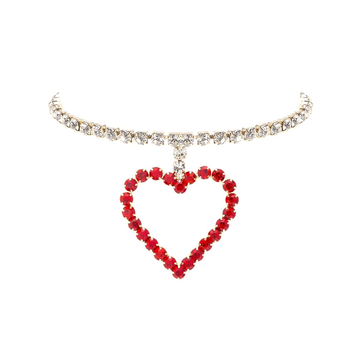 Gold and Red Heart Pendant Collar